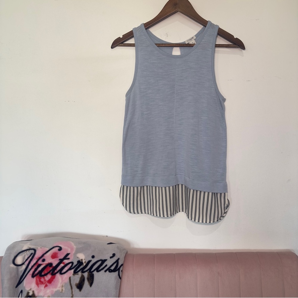 J Crew Viscose Tank with Pinstripe Hem